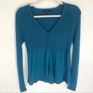 Boden Open Front Five Button V-neck Sweater Blue Size 10